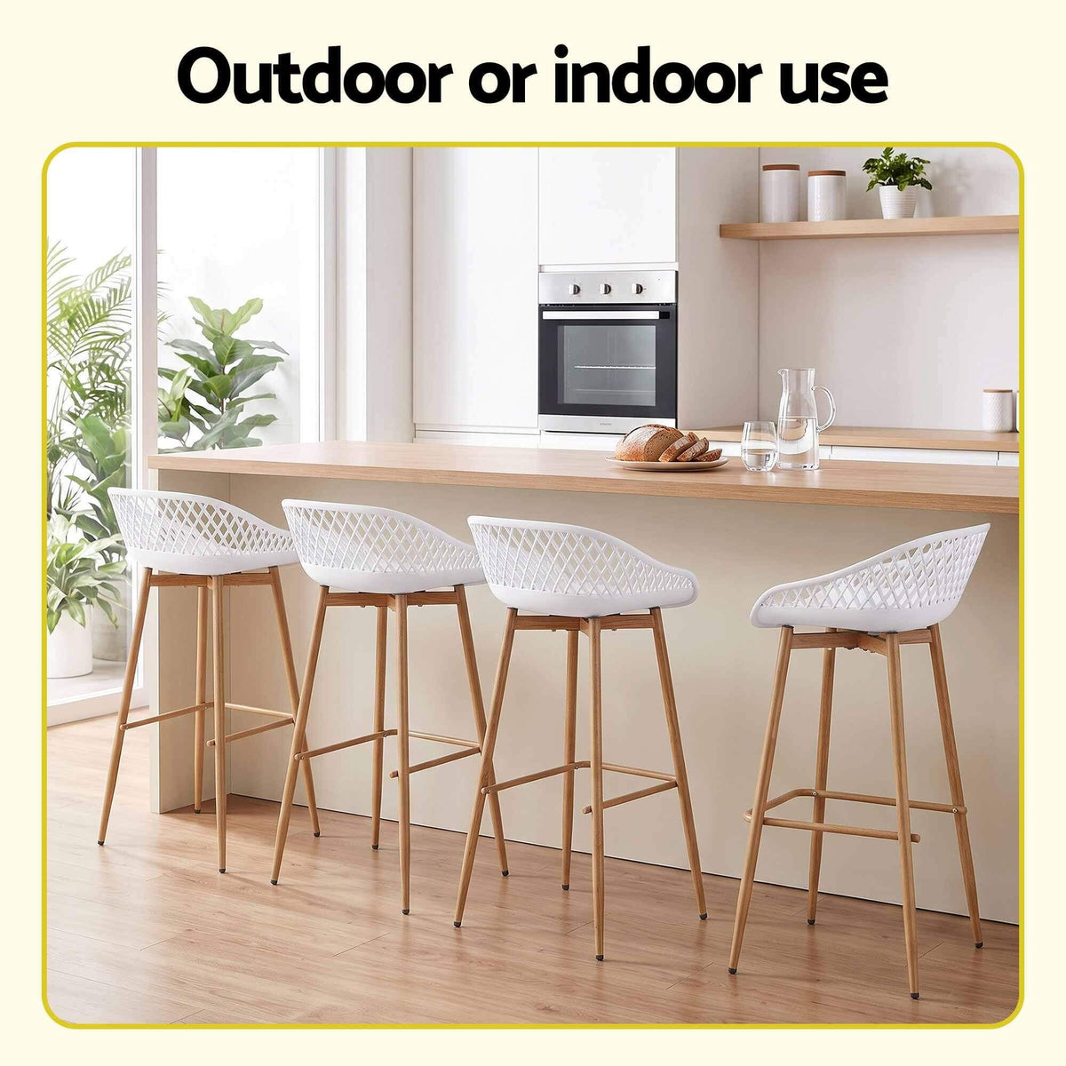 Whitsunday | Plastic Metal Outdoor Bar Stools | Set Of 4 | White