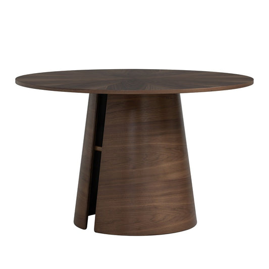 Adan | Modern 1.2m Walnut Wooden Round Dining Table | Walnut