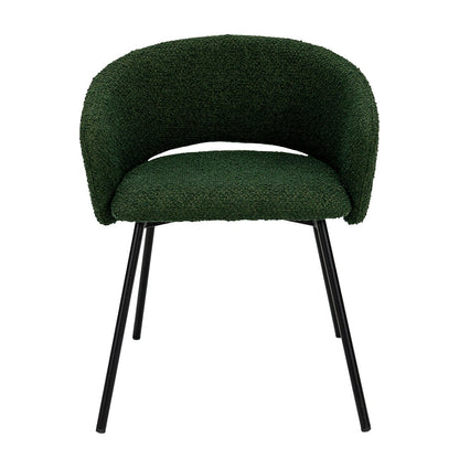 Agar | Mid Century Boucle Tweed Dining Chair With Arms | Green