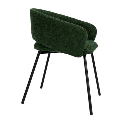 Agar | Mid Century Boucle Tweed Dining Chair With Arms | Green