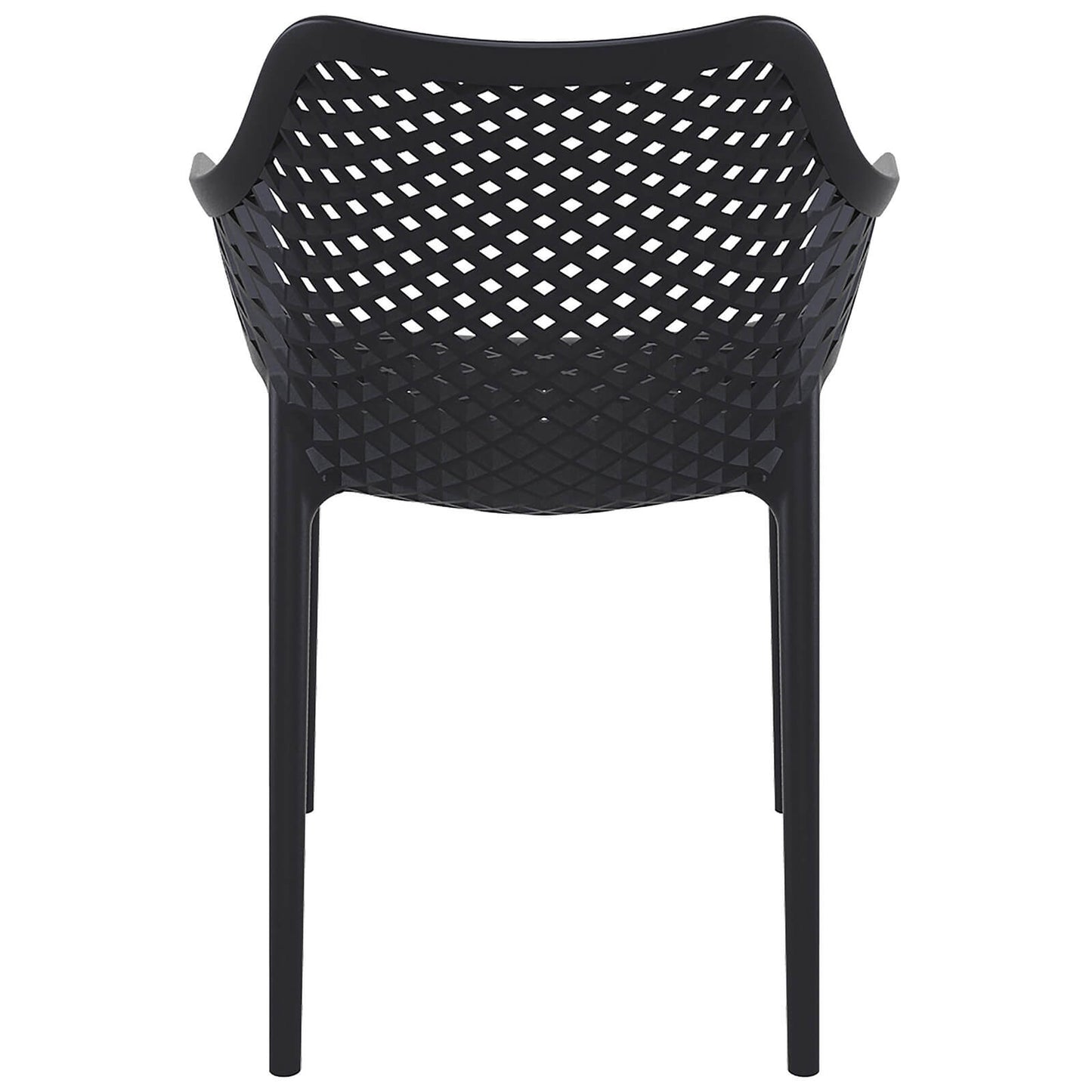 Alton |  Modern, Plastic Indoor / Outdoor Dining Chair With Arms | Set of 4 | Black