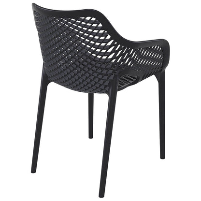 Alton |  Modern, Plastic Indoor / Outdoor Dining Chair With Arms | Set of 4 | Black
