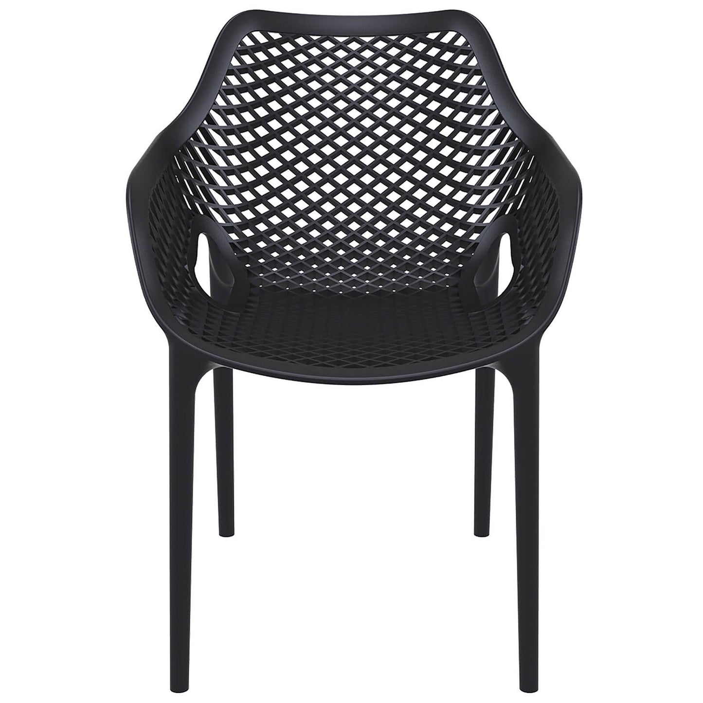 Alton |  Modern, Plastic Indoor / Outdoor Dining Chair With Arms | Set of 4 | Black