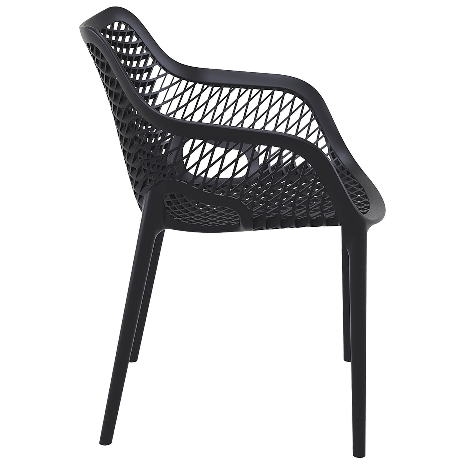 Alton |  Modern, Plastic Indoor / Outdoor Dining Chair With Arms | Set of 4 | Black