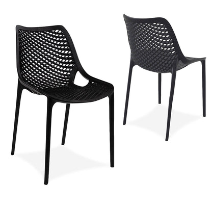 Alton | Modern, Plastic, Indoor / Outdoor Dining Chairs | Set of 4 | Black