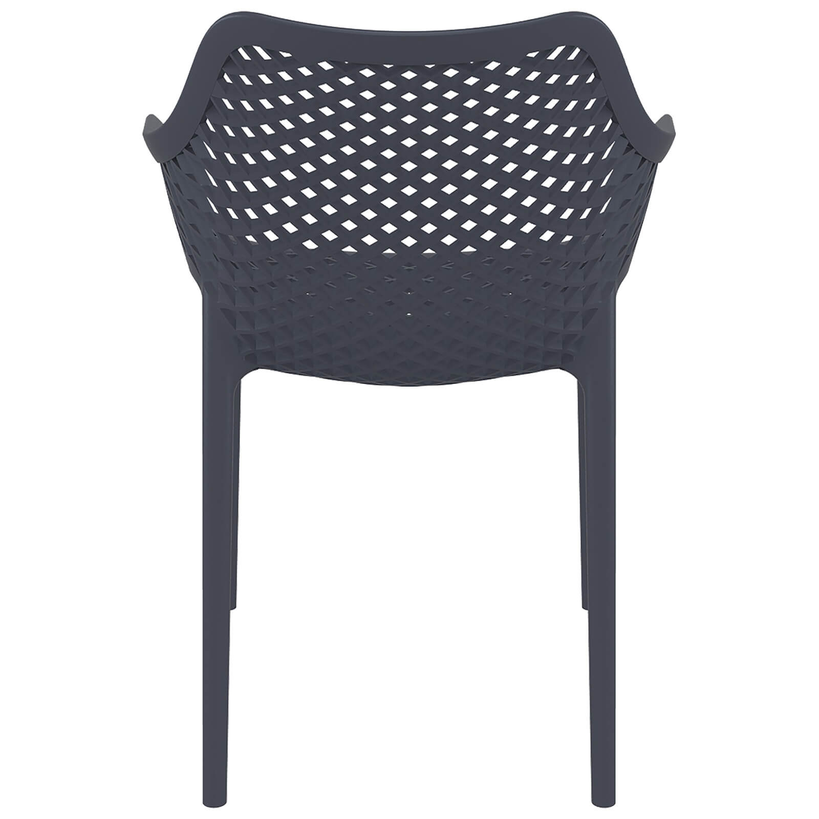 Alton |  Modern, Plastic Indoor / Outdoor Dining Chair With Arms | Set of 4 | Dark Grey