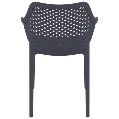 Alton |  Modern, Plastic Indoor / Outdoor Dining Chair With Arms | Set of 4 | Dark Grey