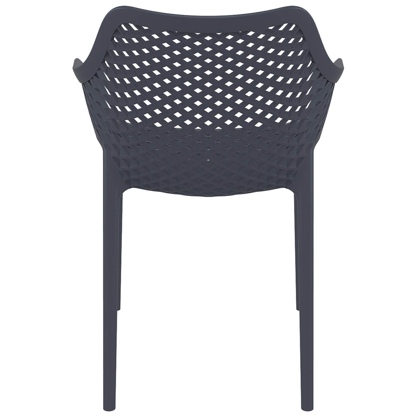 Alton |  Modern, Plastic Indoor / Outdoor Dining Chair With Arms | Set of 4 | Dark Grey