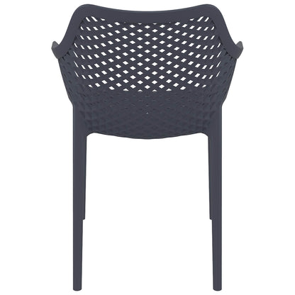 Alton |  Modern, Plastic Indoor / Outdoor Dining Chair With Arms | Set of 4 | Dark Grey