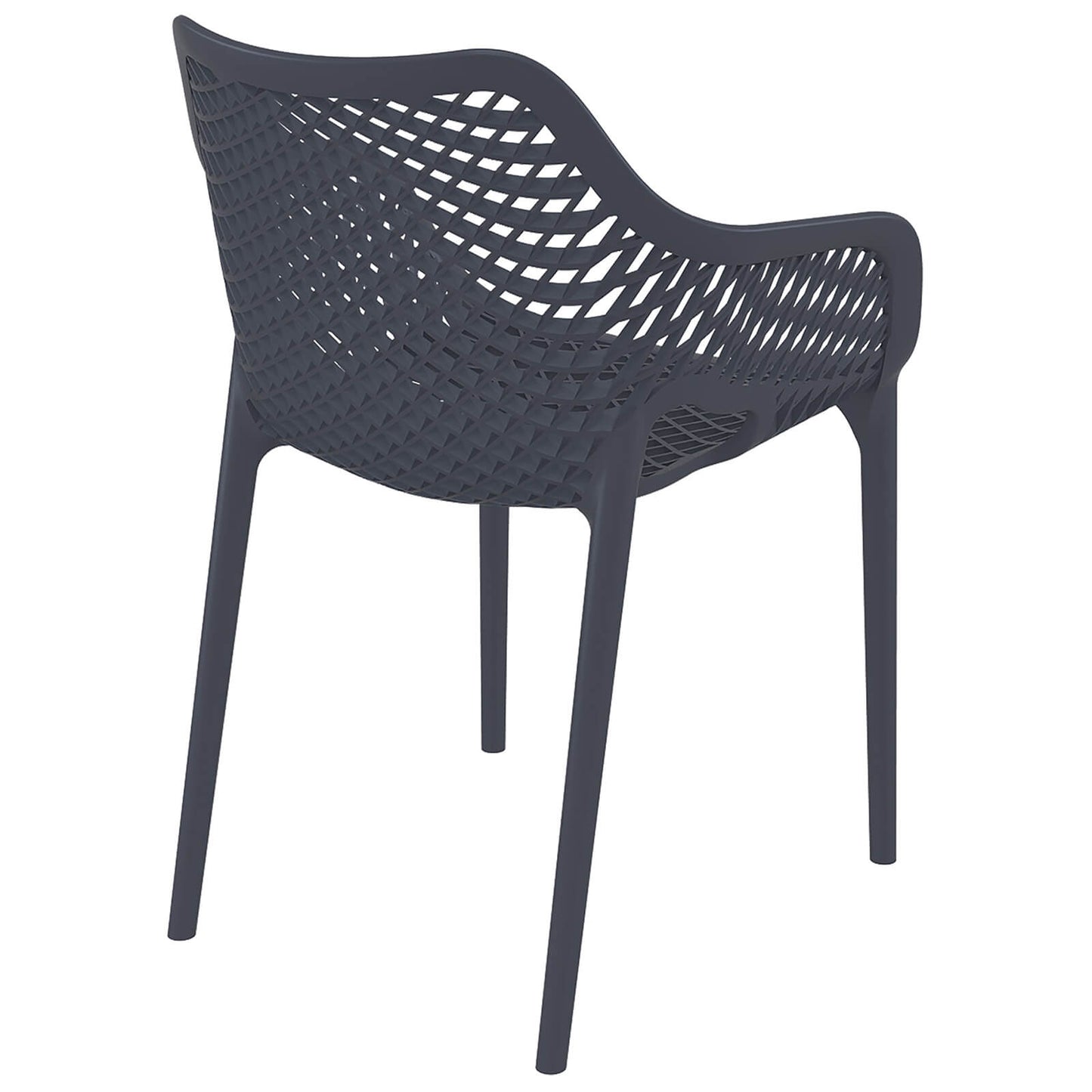 Alton |  Modern, Plastic Indoor / Outdoor Dining Chair With Arms | Set of 4 | Dark Grey