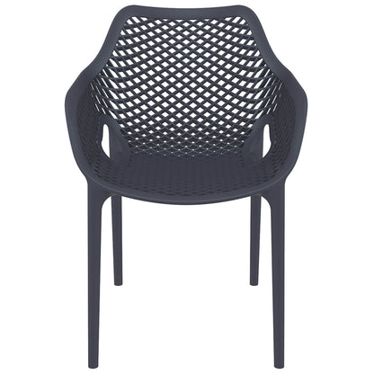 Alton |  Modern, Plastic Indoor / Outdoor Dining Chair With Arms | Set of 4 | Dark Grey