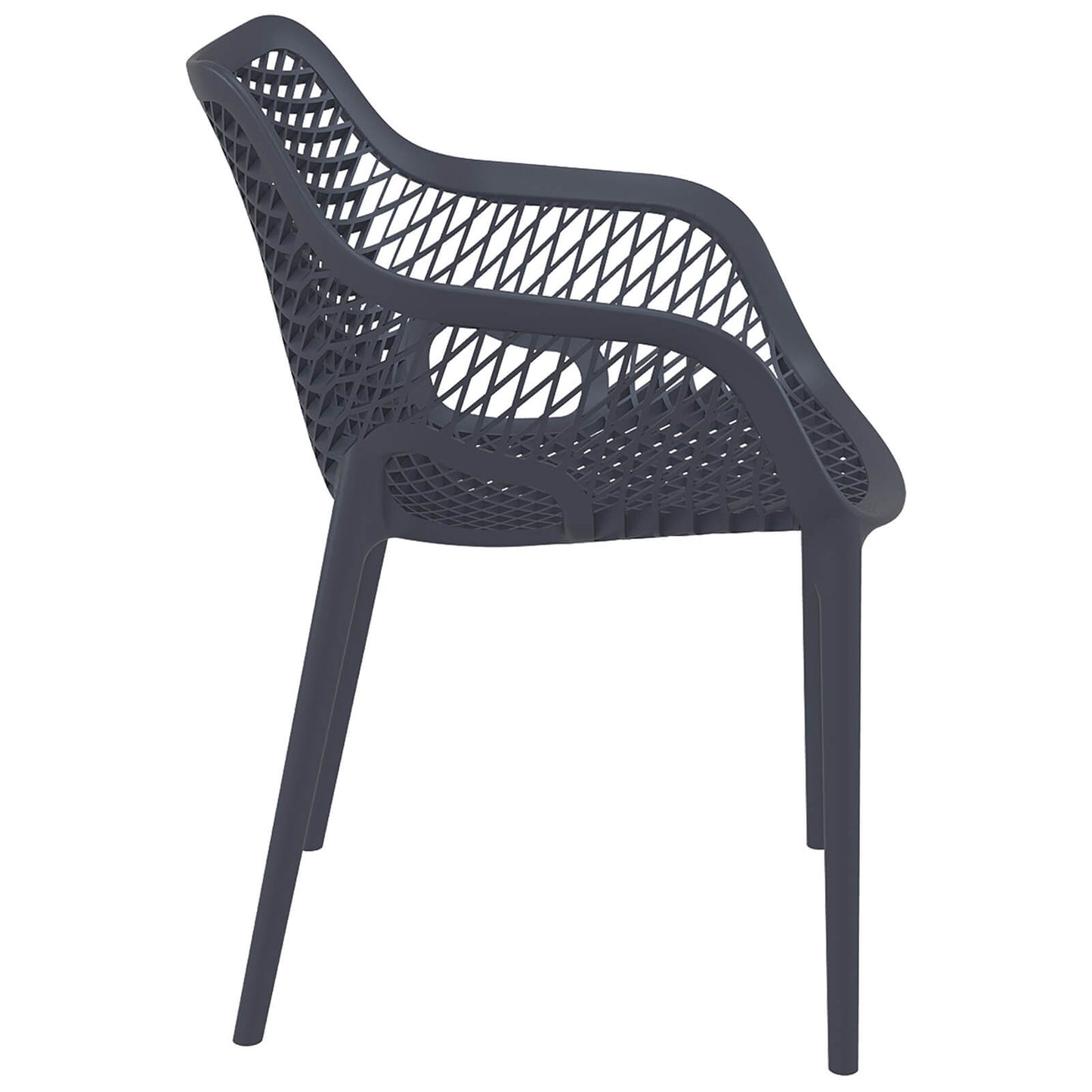 Alton |  Modern, Plastic Indoor / Outdoor Dining Chair With Arms | Set of 4 | Dark Grey