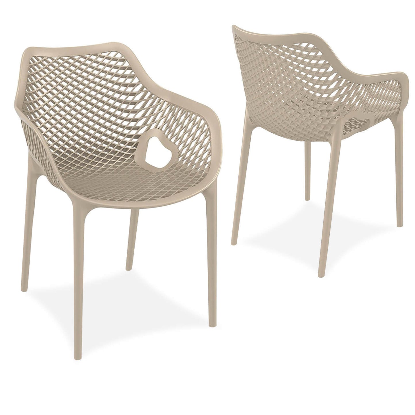 Alton |  Modern, Plastic Indoor / Outdoor Dining Chair With Arms | Set of 4 | Taupe
