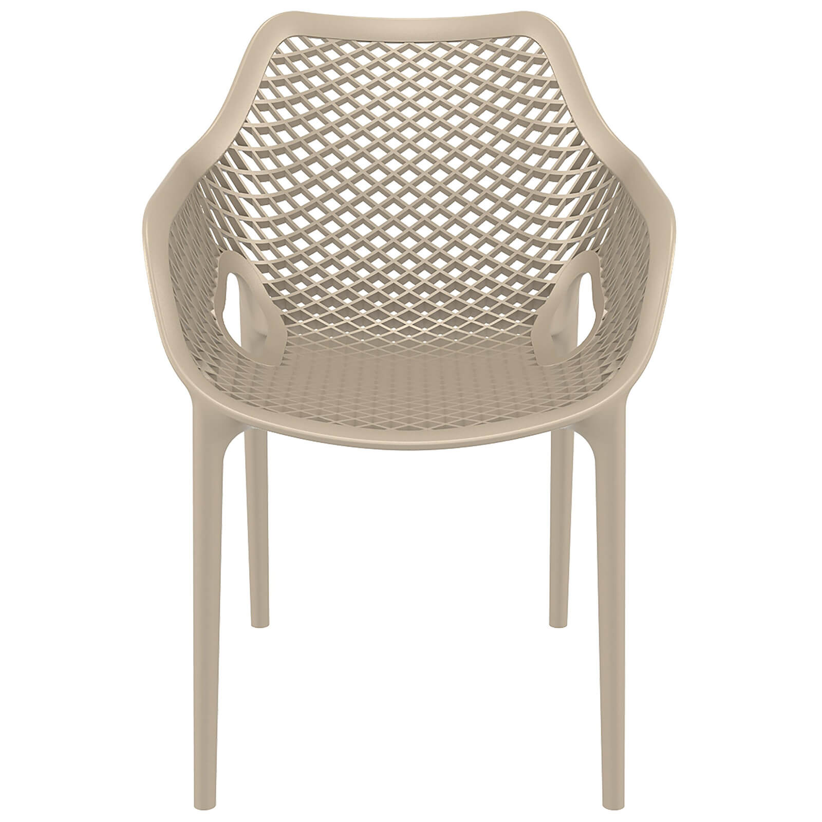 Alton |  Modern, Plastic Indoor / Outdoor Dining Chair With Arms | Set of 4 | Taupe