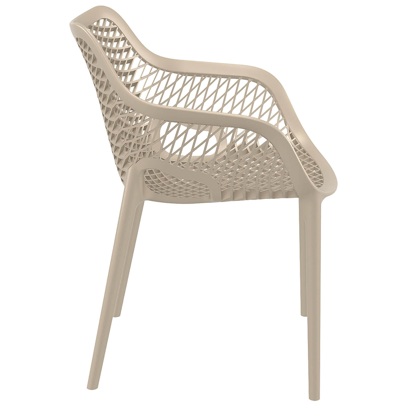 Alton |  Modern, Plastic Indoor / Outdoor Dining Chair With Arms | Set of 4 | Taupe