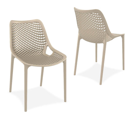 Alton | Modern, Plastic, Indoor / Outdoor Dining Chairs | Set of 4 | Taupe