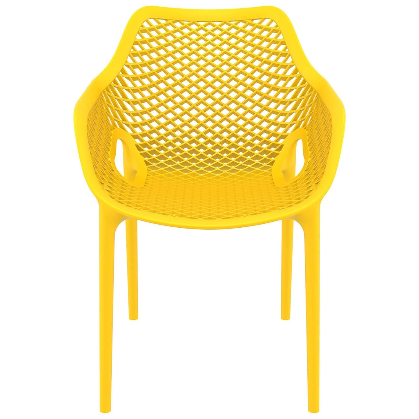 Alton |  Modern, Plastic Indoor / Outdoor Dining Chair With Arms | Set of 4 | Yellow