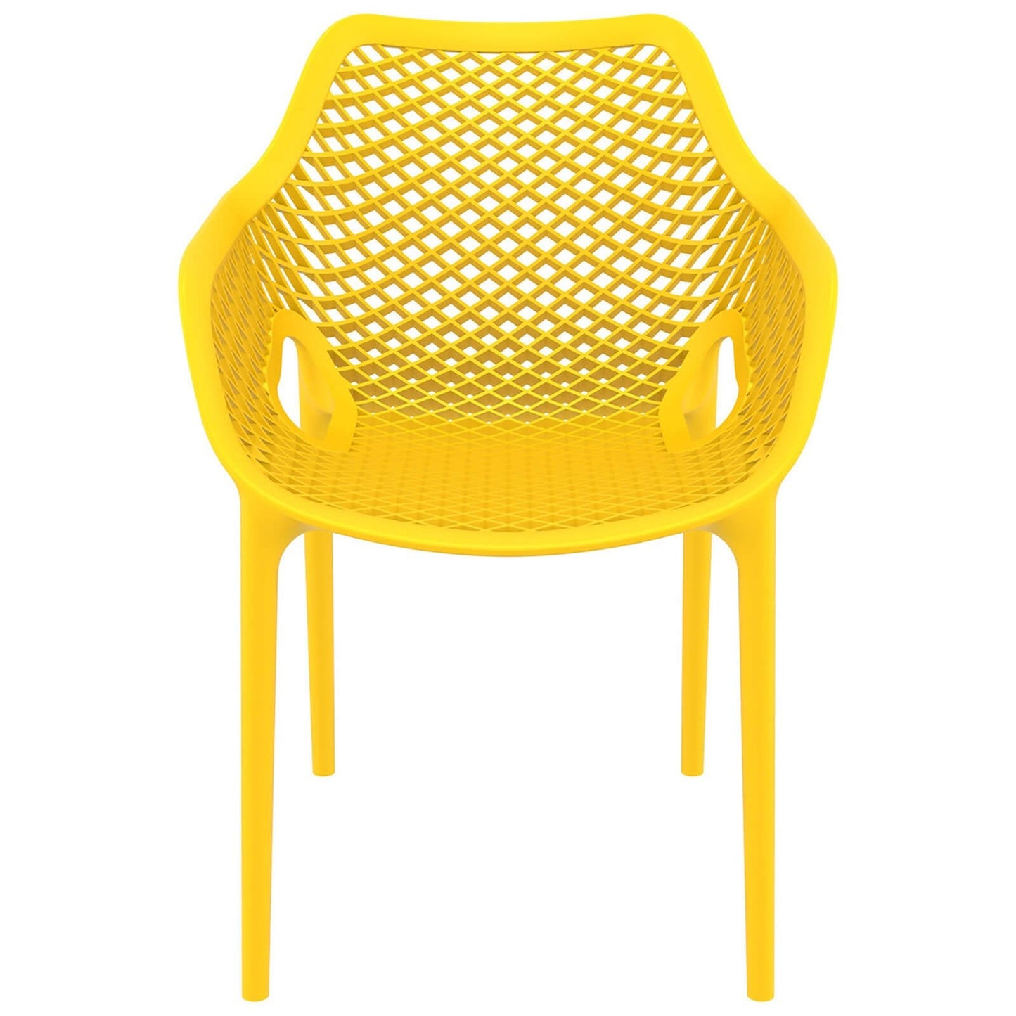 Alton |  Modern, Plastic Indoor / Outdoor Dining Chair With Arms | Set of 4 | Yellow