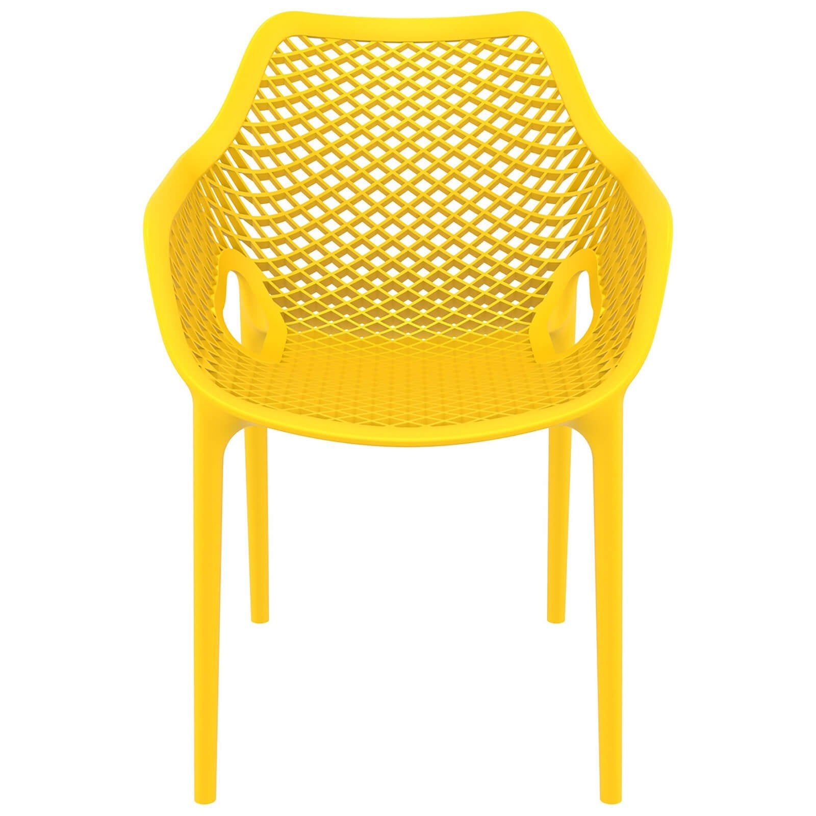 Alton |  Modern, Plastic Indoor / Outdoor Dining Chair With Arms | Set of 4 | Yellow