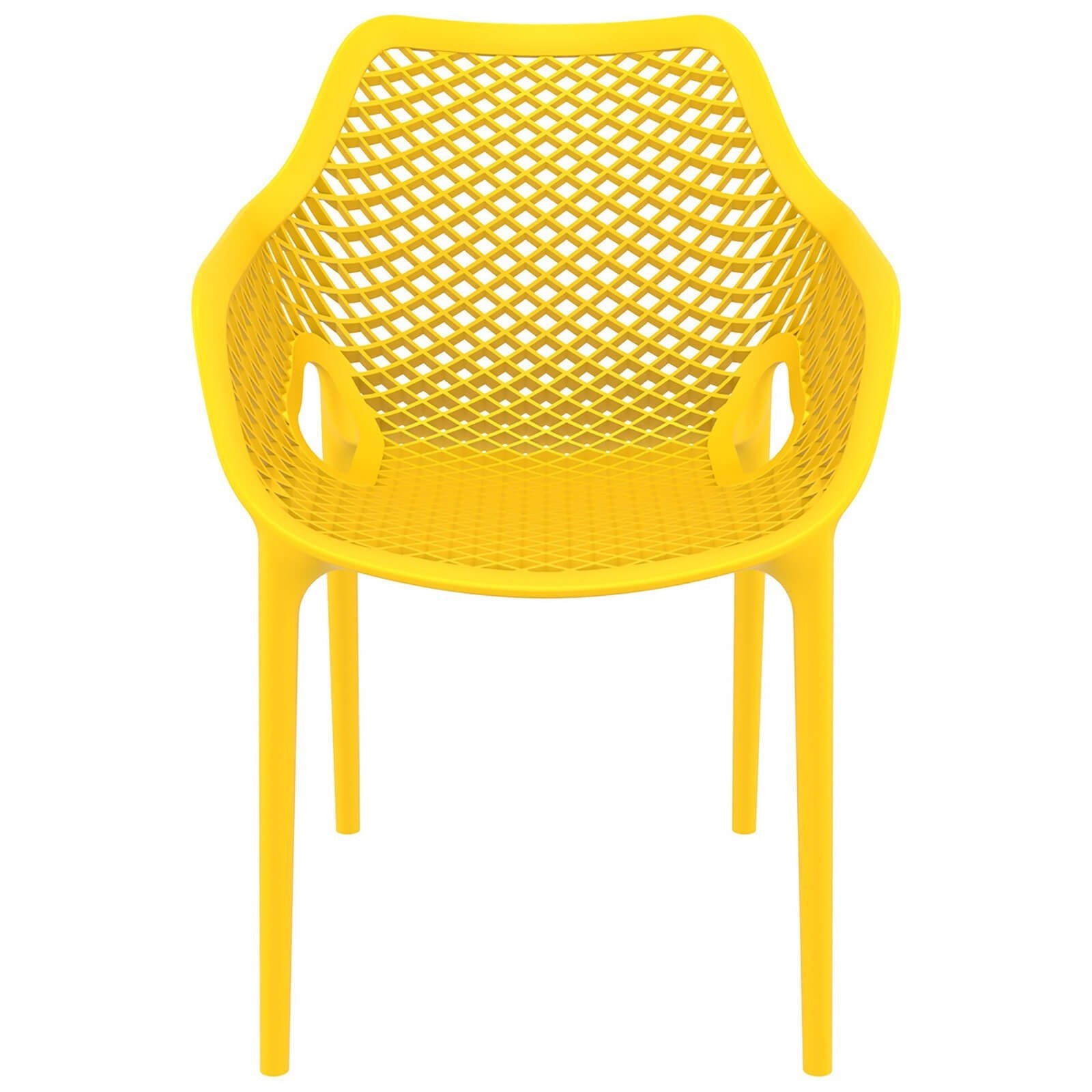 Alton |  Modern, Plastic Indoor / Outdoor Dining Chair With Arms | Set of 4 | Yellow