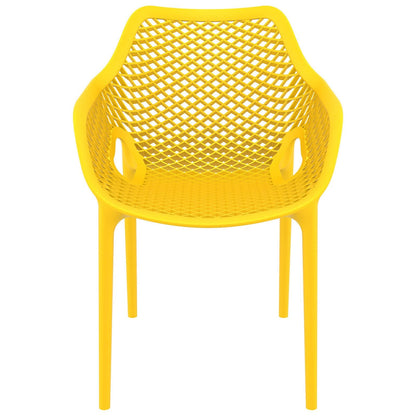 Alton |  Modern, Plastic Indoor / Outdoor Dining Chair With Arms | Set of 4 | Yellow