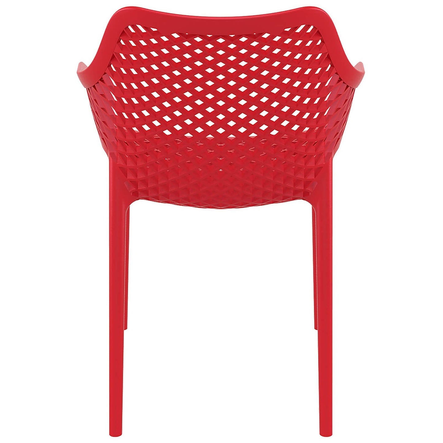 Alton |  Modern, Plastic Indoor / Outdoor Dining Chair With Arms | Set of 4 | Red