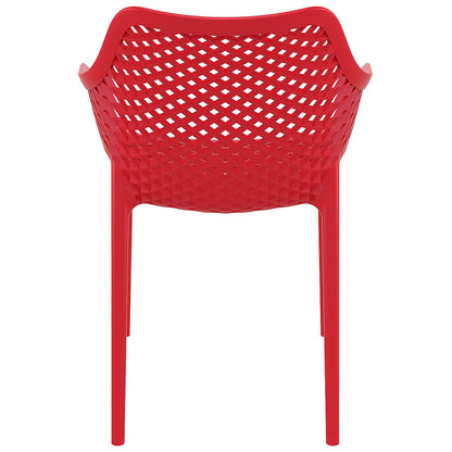 Alton |  Modern, Plastic Indoor / Outdoor Dining Chair With Arms | Set of 4 | Red