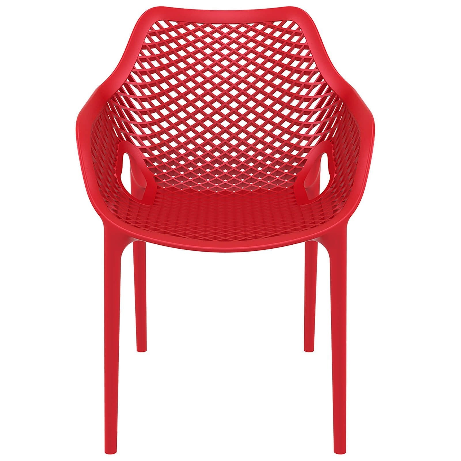 Alton |  Modern, Plastic Indoor / Outdoor Dining Chair With Arms | Set of 4 | Red