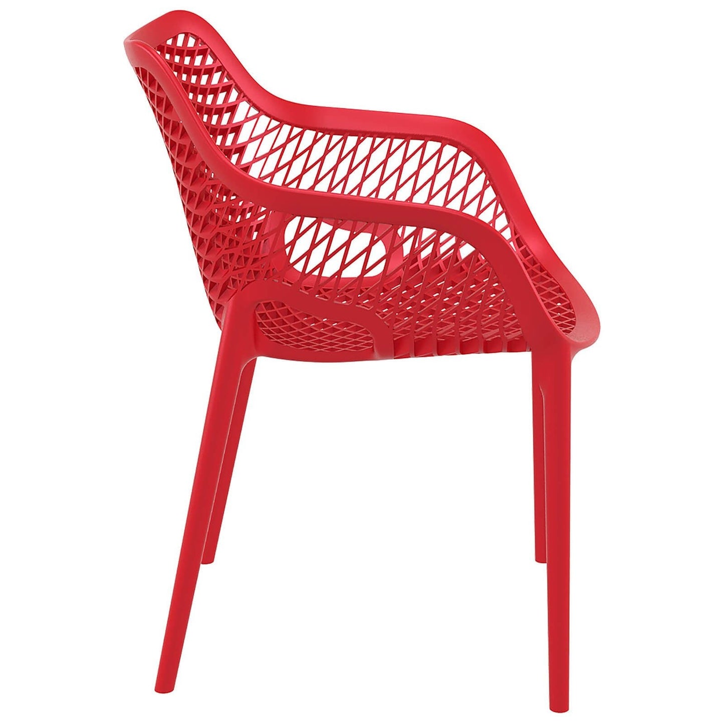 Alton |  Modern, Plastic Indoor / Outdoor Dining Chair With Arms | Set of 4 | Red