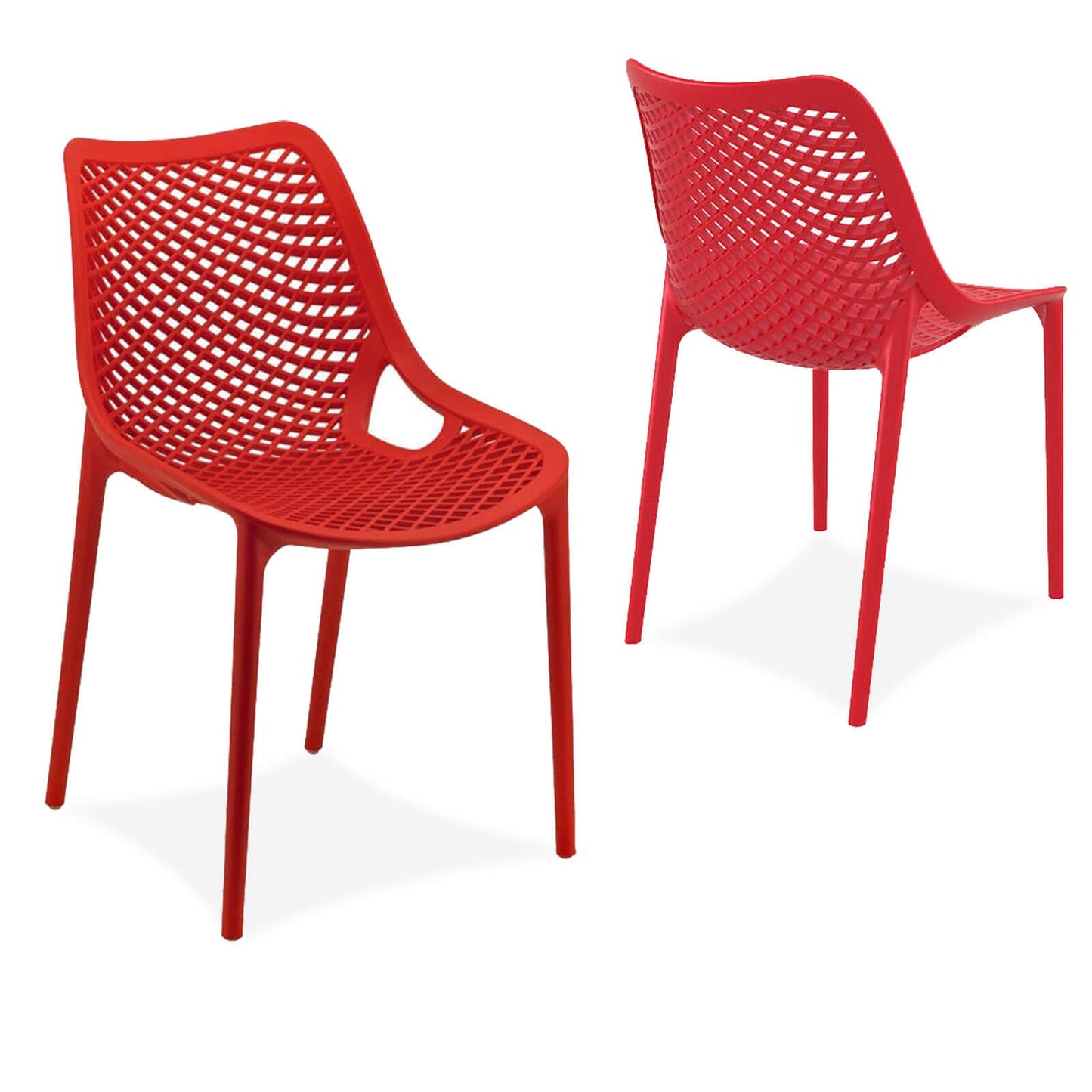 Alton | Modern, Plastic, Indoor / Outdoor Dining Chairs | Set of 4 | Red