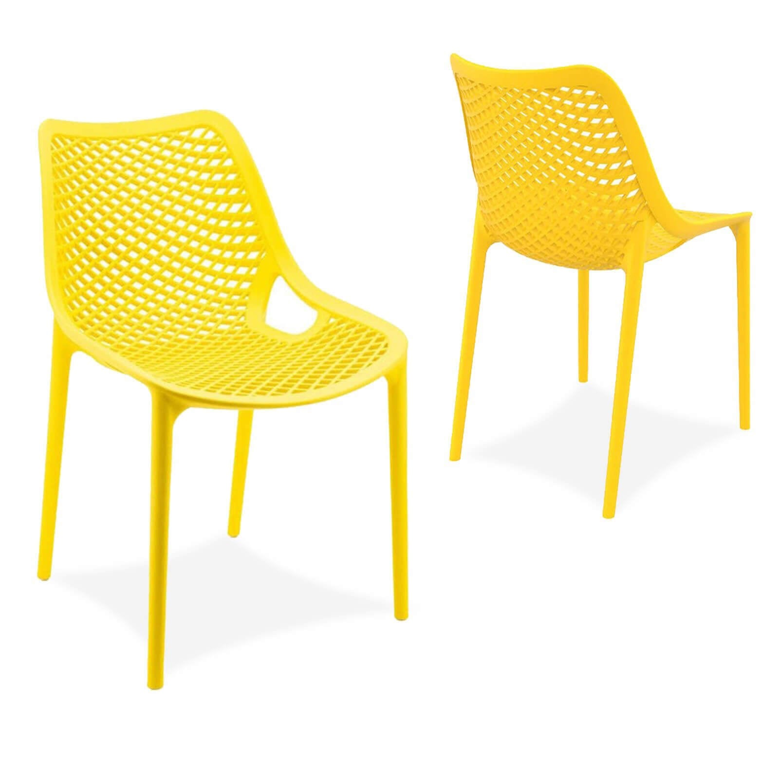 Alton | Modern, Plastic, Indoor / Outdoor Dining Chairs | Set of 4 | Yellow