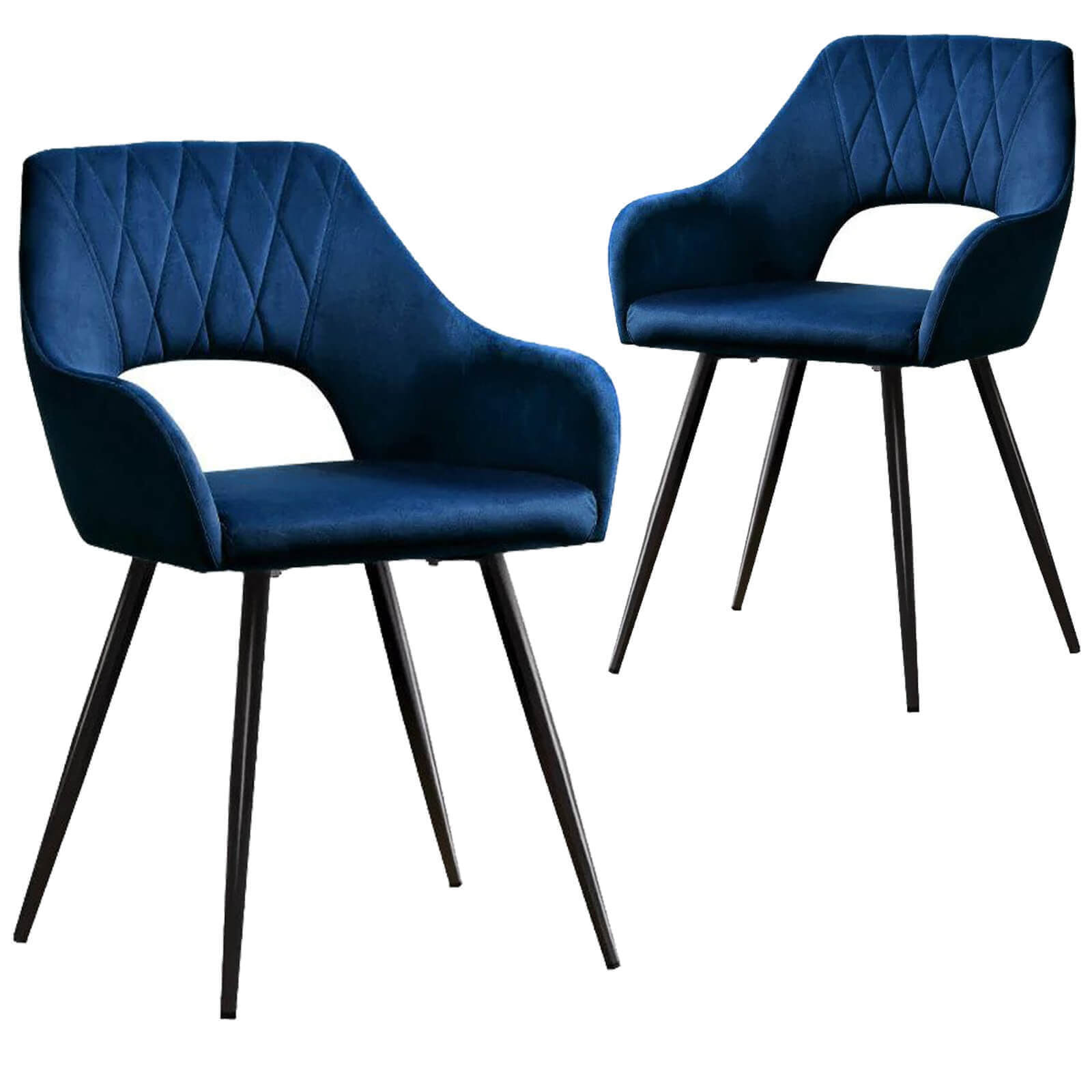 Amandari | Modern Velvet Dining Chairs With Arms | Set Of 2 | Blue