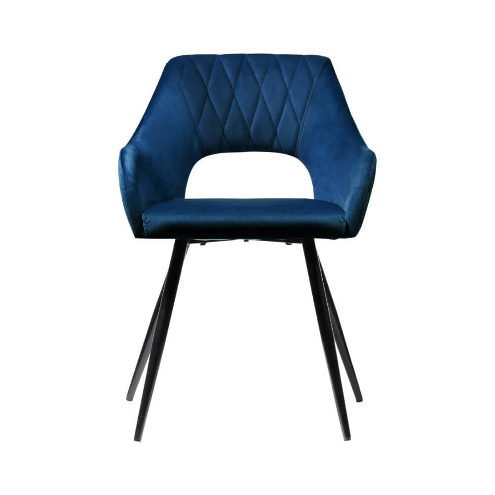 Amandari Modern Blue Velvet Dining Chairs With Arms Set Of 2