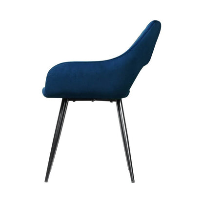 Amandari | Modern Velvet Dining Chairs With Arms | Set Of 2 | Blue