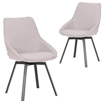 Amberley | Contemporary Swivel Stain Resistant Fabric Dining Chairs | Set Of 2 | Light Grey