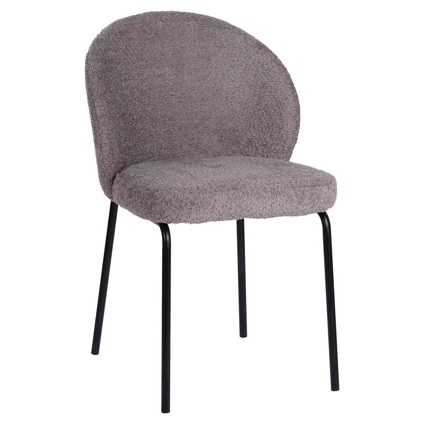 Andre | Boucle Modern Metal Fabric Dining Chairs | Set Of 2 | Pewter