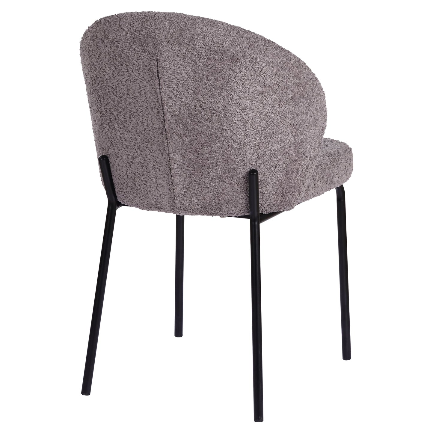 Andre | Boucle Modern Metal Fabric Dining Chairs | Set Of 2 | Pewter