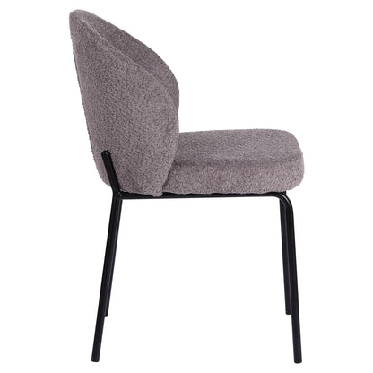 Andre | Boucle Modern Metal Fabric Dining Chairs | Set Of 2 | Pewter