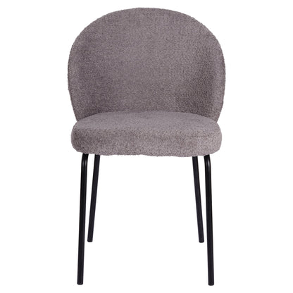 Andre | Boucle Modern Metal Fabric Dining Chairs | Set Of 2 | Pewter