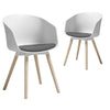 Angourie | White, Plastic, Coastal Natural Wooden Dining Chairs | Set Of 2