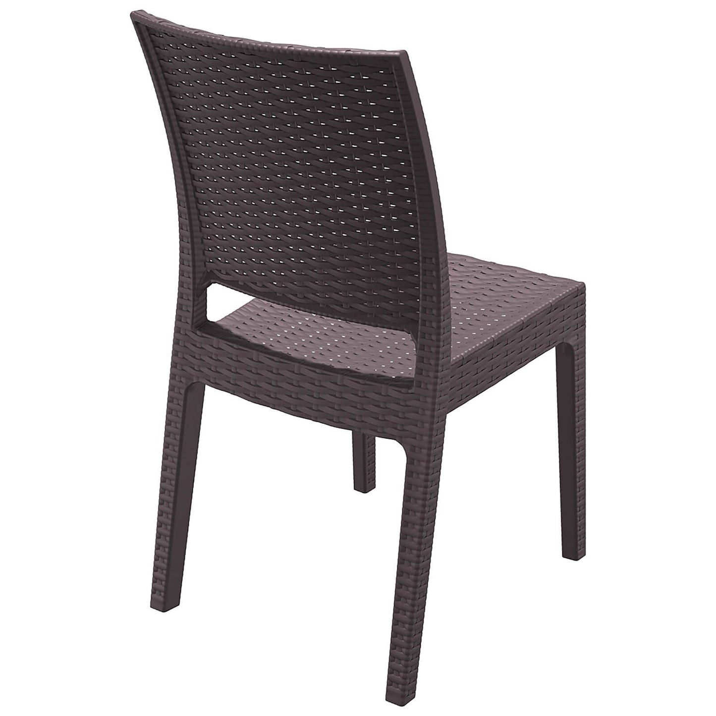 Arcadia | Modern, Stackable, Plastic Indoor / Outdoor Dining Chair | Set Of 2 | Chocolate