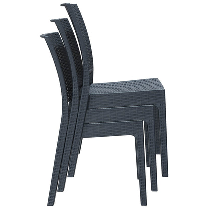Arcadia | Modern, Stackable, Plastic Outdoor Dining Chairs | Set Of 2 | Dark Grey