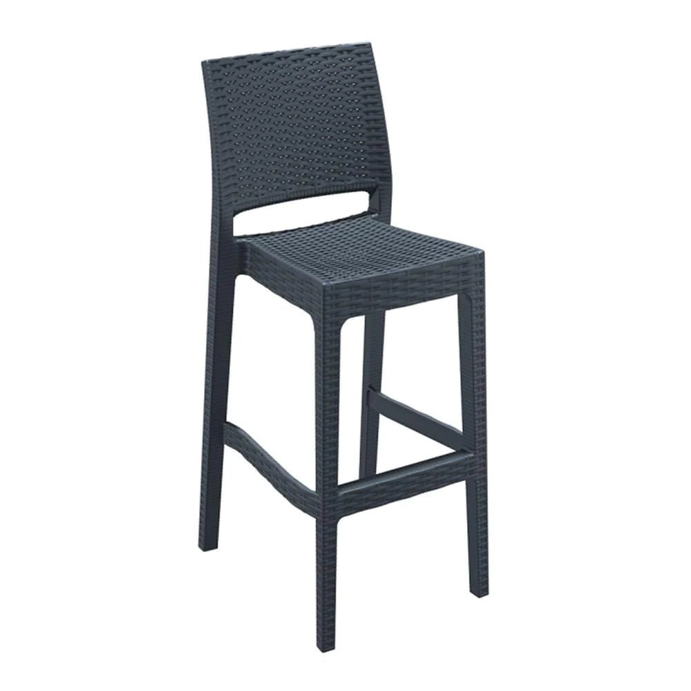 Arcadia | Modern Stackable Plastic Outdoor Bar Stools | Set Of 4 | Anthracite