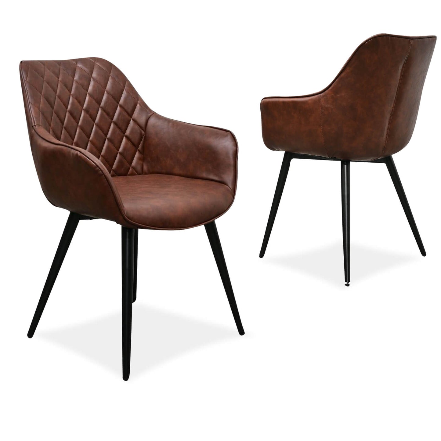 Astoria | Black, Cinnamon Brown, Leather Dining Chairs | Set Of 2 | Cinnamon Brown