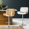 Astra | Contemporary Swivel Wooden White PU Leather Bar Stools | Set of 2