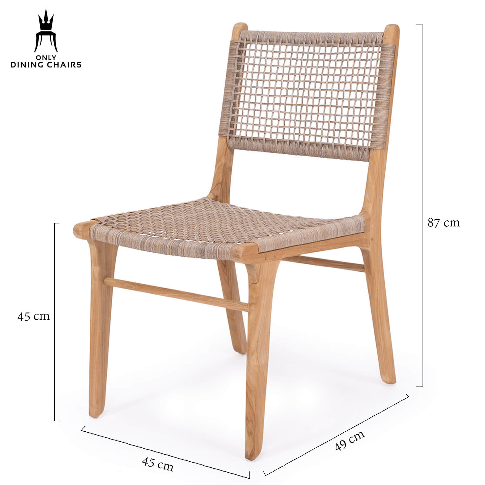 Augusta | Coastal, Mid Century Outdoor Wooden Dining Chair | Washed Grey