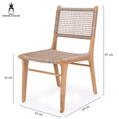 Augusta | Coastal, Mid Century Outdoor Wooden Dining Chair | Washed Grey