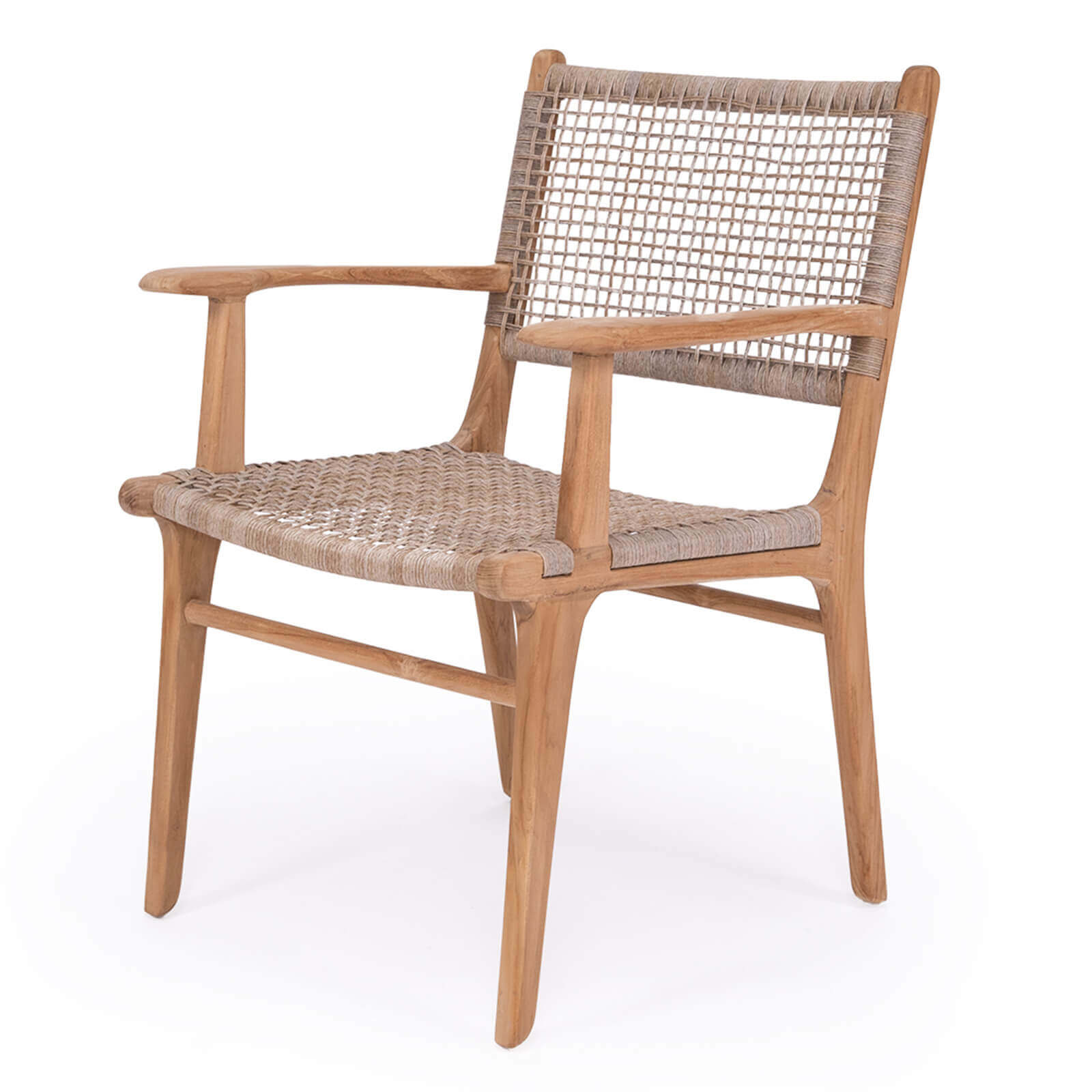 Augusta | Coastal Outdoor Wooden Dining Chair With Arms | Washed Grey