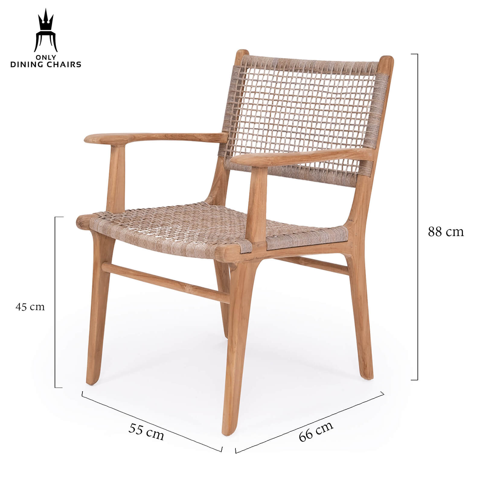 Augusta | Coastal Outdoor Wooden Dining Chair With Arms | Washed Grey