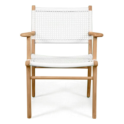 Augusta | Coastal Outdoor Wooden Dining Chair With Arms | White